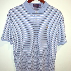 Blue Striped Polo Golf Shirt